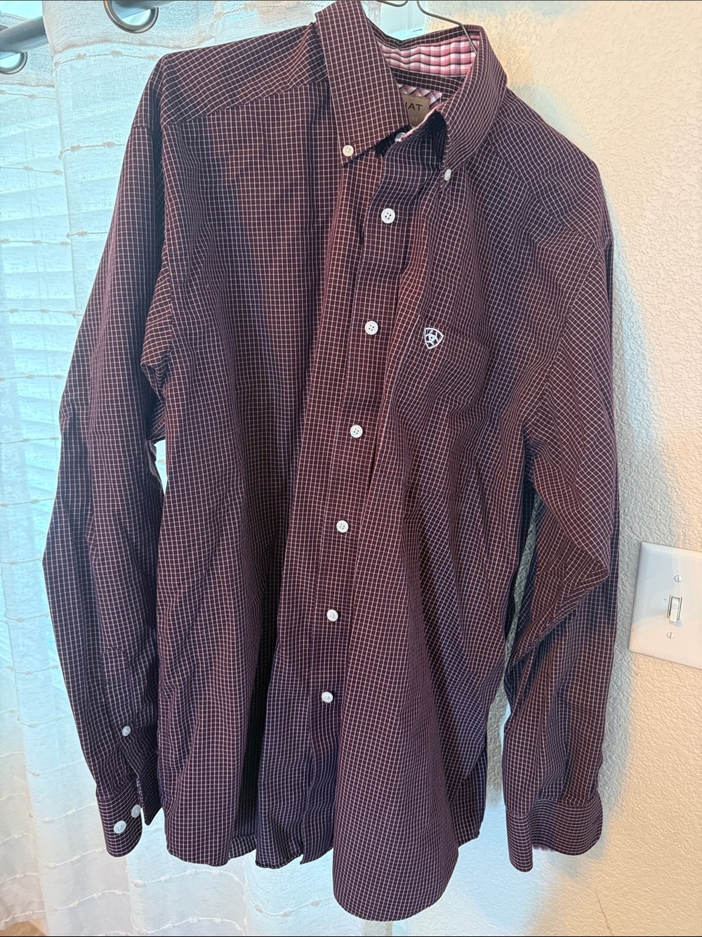 Ariat Men’s Burgundy Micro-Check Button-Down Shirt